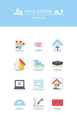 아이콘 건축 부동산 벽돌 주택 자 공사 사람없음 노트북 세트 연필 설계도 페인트칠 크기 측정 플랫아이콘 길이 2D아이콘 AI파일 페인팅 문구용품 학용품 건설업 건물 전자제품 필기구 재산 파일형식 벡터