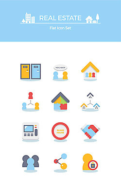 아이콘 부동산 악수 주택 사람모양 자물쇠 여러명 세트 문 네트워크 플랫아이콘 이웃 공동주택 인터폰 2D아이콘 AI파일 모양 다수 사람 손짓 건물 재산 파일형식 벡터