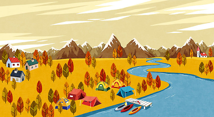 PSD 백그라운드 일러스트 단풍나무 산 텐트 사람없음 강 캠핑 가을 카약 가을배경 국내일러스트 나무 계절 단풍 레저 캠핑도구 수상스포츠 파일형식 가을_계절