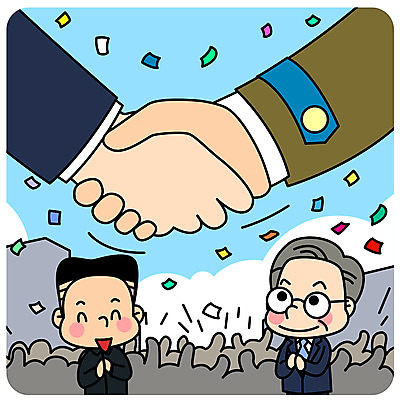 남자 일러스트 악수 여러명 상반신 성인 평화 군중 박수 사회이슈 대통령 정상회담 통일 남북회담 국내일러스트 AI파일 다수 컨셉 회의 사람 손짓 경제 파일형식 벡터