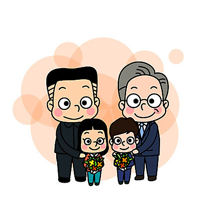 전신 여자 남자 어린이 꽃다발 일러스트 미소 여러명 성인 평화 사회이슈 대통령 정상회담 통일 남북회담 국내일러스트 AI파일 꽃 다수 컨셉 회의 표정 사람 경제 파일형식 벡터