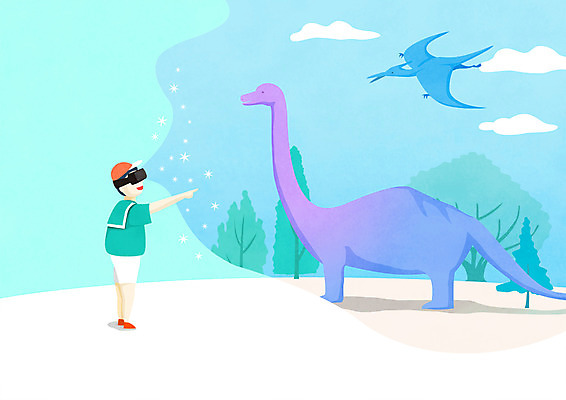 전신 PSD 나무 구름 남자 어린이 일러스트 하늘 한명 서기 사람 공룡 중생대 백악기 브라키오사우루스 익룡 캡모자 가상현실 소년한명만 VR기기 국내일러스트 자연요소 식물 모자_잡화 1 파충류 모션 기계 역사 남자한명만 소년만 파일형식