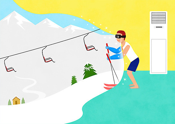 전신 PSD 나무 남자 겨울 일러스트 스키 한명 사람 성인 여름 눈 더위 시원함 에어컨 슬로프 스키리프트 가상현실 성인남자한명만 VR기기 국내일러스트 자연요소 식물 1 계절 날씨 겨울스포츠 스키장 기계 가전제품 리프트 남자한명만 성인남자만 파일형식