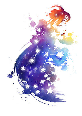 PSD 여자 별 얼굴 일러스트 캘리그라피 붓터치 한명 사람 성인 신체부위 별자리 번짐 처녀자리 국내일러스트 자연요소 1 파일형식 효과