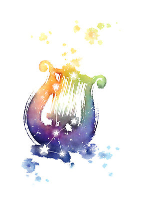 PSD 별 일러스트 캘리그라피 붓터치 사람없음 별자리 번짐 하프 거문고자리 국내일러스트 자연요소 현악기 파일형식 효과