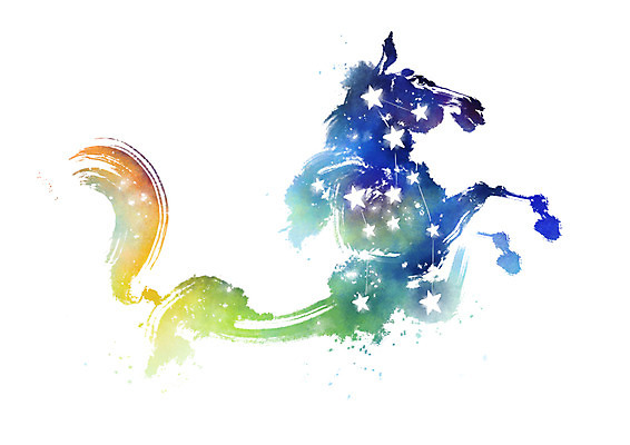 PSD 별 일러스트 캘리그라피 붓터치 사람없음 별자리 말_동물 번짐 국내일러스트 자연요소 포유류 파일형식 효과