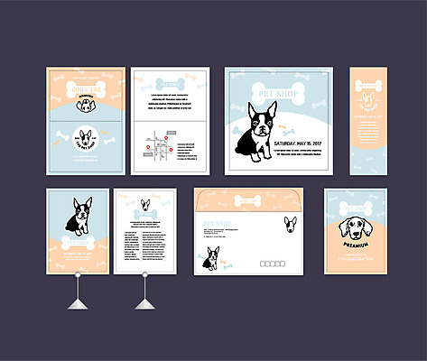 템플릿 배너템플릿 여러마리 이벤트 사람없음 세트 현수막 강아지 전단 엽서 초대장 약도 반려 뼈다귀모양 소봉투 행사세트 행사템플릿 AI파일 모양 배너 다수 지도 편지봉투 카드_감사 반려동물 개 편지 홍보물 파일형식 벡터