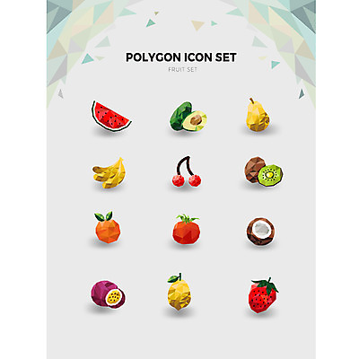 아이콘 토마토 과일 딸기 수박 바나나 키위 사람없음 세트 배 체리 복숭아 코코넛 서양배 아보카도 폴리곤 2D아이콘 AI파일 채소 배_과일 파일형식 벡터
