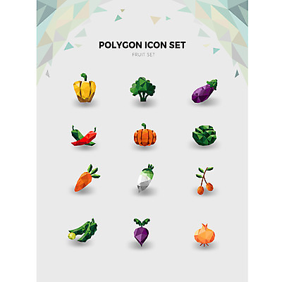 아이콘 채소 고추 가지 양파 파프리카 사람없음 세트 당근 브로콜리 무 완두콩 늙은호박 적색콜라네 폴리곤 2D아이콘 AI파일 호박 콩 뿌리채소 파일형식 벡터