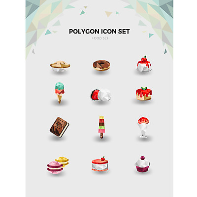 아이콘 음식 아이스크림 사람없음 세트 쿠키 조각케이크 컵케이크 머핀 파르페 마카롱 롤케이크 막대아이스크림 폴리곤 2D아이콘 AI파일 빵 디저트 케이크 파일형식 벡터