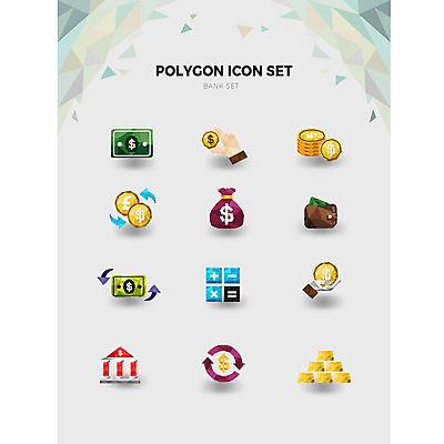 아이콘 사람없음 세트 쌓기 달러 동전 계산기 지갑 돈자루 은행 순환 손모양 금괴 폴리곤 환전 2D아이콘 AI파일 모양 돈 모션 문구용품 금융 장비 황금 파일형식 벡터 손_신체부위