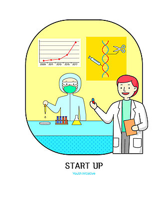 일러스트 그래프 가위 실험 사람 상반신 성인 두명 알약 의사 의사가운 실험복 연구실 제조 DNA 연구원 주사위 비커 삼각플라스크 창업 국내일러스트 AI파일 직업 문구용품 실험기구 약 의료진 가운 생명공학 플라스크 자영업 파일형식 벡터