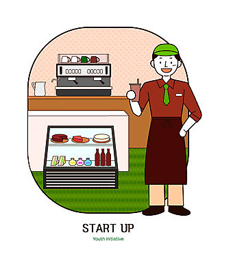 전신 남자 음료 유니폼 일러스트 샌드위치 한명 사람 성인 카페 조각케이크 창업 냉장고 바리스타 테이크아웃컵 핸드드립 성인남자한명만 국내일러스트 AI파일 직업 1 옷 음식 컵 케이크 상점 가전제품 자영업 커피용품 남자한명만 성인남자만 파일형식 벡터