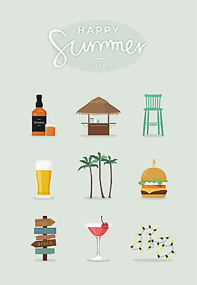 의자 일러스트 맥주 사람없음 여름 세트 야자수 햄버거 칵테일 표지판 선술집 맥주잔 양주 꼬마전구 국내일러스트 AI파일 나무 계절 가구 술잔 전구 주류 패스트푸드 알림판 술집 파일형식 벡터