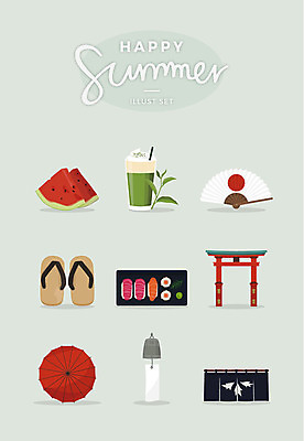 여행 일본문화 일러스트 여름음식 수박 사람없음 여름 세트 일본 초밥 종 커튼 게다 녹차라떼 일본부채 일본우산 일본음식 신사_일본건축 제철음식 제철과일 국내일러스트 AI파일 동양문화 계절 아시아 음식 외국문화 과일 우산 일본전통 일본건축 나막신 라떼 제철 파일형식 벡터 여름_계절