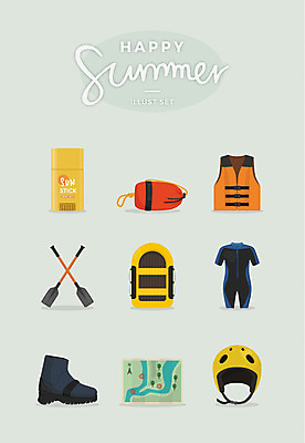 지도 일러스트 사람없음 여름 세트 헬멧 선크림 구명조끼 잠수복 안전사고 고무보트 물놀이안전 침낭 패들 국내일러스트 AI파일 옷 계절 안전 화장품 보호장비 사건 노_배의노 구조용품 파일형식 벡터