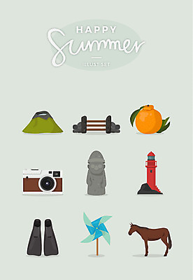 여행 일러스트 귤 등대 사람없음 여름 세트 제주도 카메라 말_동물 돌하르방 바람개비 오리발 성산일출봉 국내일러스트 AI파일 계절 과일 포유류 한국 전자제품 서귀포 파일형식 벡터