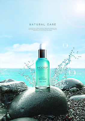 PSD 구름 편집이미지 바다 하늘 해변 사람없음 뷰티 화장품 암석 조약돌 바위 물방울 물보라 스킨케어 이미지편집 자연요소 물 돌_바위 파일형식