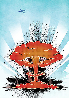 PSD 일러스트 비행기 사람없음 건물 손상 도시 파편 폭발 전쟁 방사능 핵폭발 핵폭탄 국내일러스트 건축물 컨셉 항공교통 대중교통 폭탄 파일형식