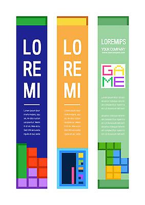 템플릿 배너템플릿 세로배너 사각프레임 사람없음 사각형 게임 현수막 테트리스 배너세트 AI파일 도형 배너 놀이 프레임 세로 세트 파일형식 벡터