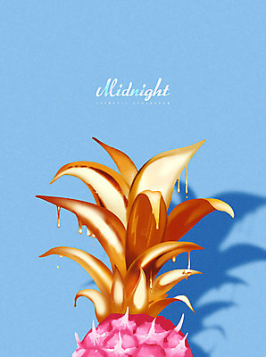 PSD 식물 잎 과일 일러스트 그림자 사람없음 떨어짐 파인애플 열대과일 네온 네온아트 보테니컬아트 국내일러스트 컨셉 파일형식