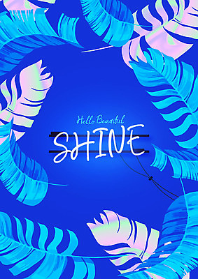 PSD 식물 잎 패턴 일러스트 나뭇잎 사람없음 파란색 빛 전선 네온 식물패턴 네온아트 보테니컬아트 국내일러스트 컬러 무늬 파일형식