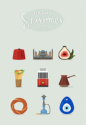 모자 빵 여행 일러스트 사람없음 여름 세트 전차 기념품 터키문화 석류 아야소피아 케밥 터키건축 터키음식 튀르키예 국내일러스트 AI파일 동양문화 잡화 계절 아시아 음식 육상교통 외국문화 과일 대중교통 이스탄불 동양건축 오브젝트 동양음식 파일형식 벡터