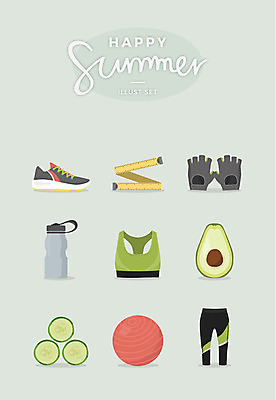 운동화 일러스트 오이 줄자 사람없음 여름 운동복 세트 짐볼 탱크톱 물병 슬라이스 아보카도 타이즈 헬스장갑 국내일러스트 AI파일 옷 계절 장갑 신발 상의 채소 과일 자 물통 파일형식 벡터