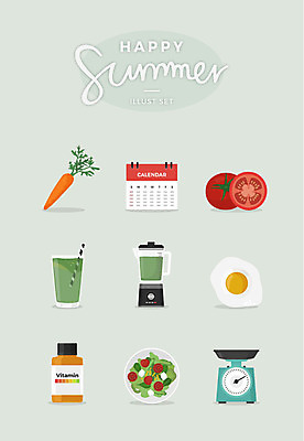 토마토 일러스트 저울 사람없음 여름 세트 당근 샐러드 달력 계란프라이 믹서 비타민제 국내일러스트 AI파일 계절 음식 채소 뿌리채소 계란요리 비타민 파일형식 벡터