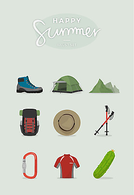 일러스트 배낭 오이 산 아웃도어 텐트 사람없음 여름 세트 고리 등산복 등산화 등산스틱 챙모자 국내일러스트 AI파일 모자_잡화 옷 계절 신발 채소 가방 캠핑도구 등산 등산용품 파일형식 벡터