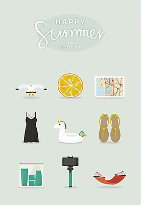 원피스 지도 오렌지 일러스트 갈매기 사람없음 여름 세트 샌들 튜브 해먹 셀카봉 방수팩 국내일러스트 AI파일 옷 계절 신발 과일 조류 침대 방수 파일형식 벡터