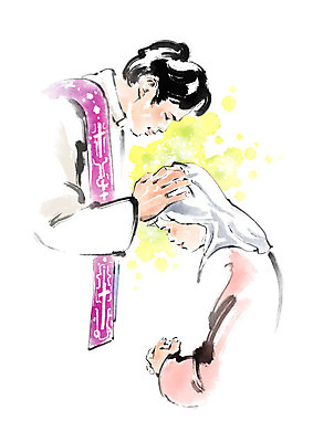 PSD 여자 남자 기독교 일러스트 캘리그라피 붓터치 사람 상반신 성인 두명 기도 축복 목사 번짐 목사가운 세례 국내일러스트 종교 컨셉 성직자 파일형식 효과