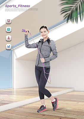 전신 PSD 편집이미지 응시 여자 나뭇잎 실내 한명 서기 미소 사람 성인 30대 운동복 운동 손들기 헬스 한국인 마루 줄넘기 성인여자한명만 이미지편집 1 시선 옷 잎 모션 바닥 표정 건강 동양인 내부 장년 여자한명만 성인여자만 파일형식