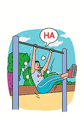 전신 PSD 나무 구름 남자 일러스트 하늘 매달리기 한명 사람 성인 운동복 운동 건강관리 운동장 철봉 열심 버티다 국내일러스트 자연요소 식물 1 옷 스포츠시설 모션 건강 관리 공간 파일형식