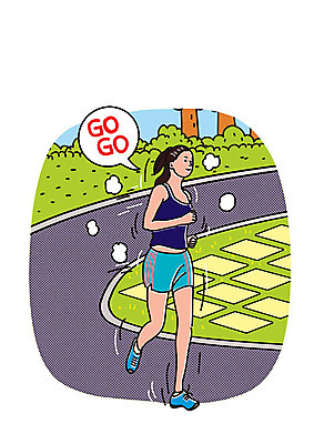 전신 PSD 나무 여자 일러스트 한명 미소 사람 성인 운동복 달리기 조깅 운동 건강관리 운동장 트랙 풀숲 국내일러스트 식물 1 옷 스포츠시설 모션 표정 건강 관리 공간 숲 파일형식