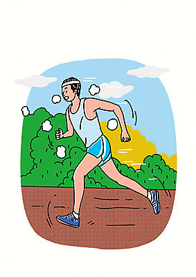 전신 PSD 나무 구름 남자 일러스트 하늘 한명 사람 성인 운동복 달리기 조깅 운동 건강관리 산책로 풀숲 열심 국내일러스트 자연요소 식물 1 옷 길 모션 건강 관리 숲 파일형식