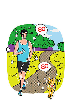 전신 PSD 나무 한마리 남자 일러스트 한명 사람 성인 달리기 조깅 운동 건강관리 산책로 강아지 땀 풀숲 반려 열심 국내일러스트 식물 1 길 모션 건강 관리 반려동물 개 숲 파일형식