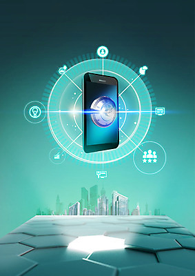 PSD 편집이미지 전구 사람모양 빌딩 사람없음 빛 스마트폰 도시 네트워크 스마트 육각형 다이얼 이미지편집 모양 도형 컨셉 건물 핸드폰 스마트기기 파일형식