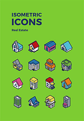 아이콘 건축 부동산 주택 빌딩 사람없음 다양 입체 아이소메트릭 2D아이콘 AI파일 다수 건물 재산 파일형식 벡터