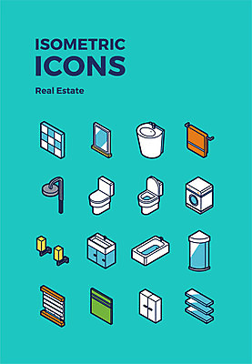 아이콘 창문 부동산 전등 선반 욕조 사람없음 거울 블라인드 타일 입체 세면대 화장실 서랍장 샤워기 변기 아이소메트릭 샤워실 수건걸이 2D아이콘 AI파일 가구 조명 커튼 재산 샤워시설 파일형식 벡터