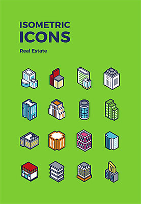 아이콘 건축 부동산 빌딩 사람없음 건물 다양 입체 아이소메트릭 2D아이콘 AI파일 건축물 다수 재산 파일형식 벡터