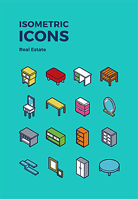 아이콘 가구 액자 탁자 부동산 선반 사람없음 거울 책상 입체 서랍장 화장대 아이소메트릭 스툴 2D아이콘 AI파일 생활용품 의자 재산 파일형식 벡터