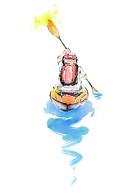 PSD 남자 일러스트 캘리그라피 배낭 붓터치 한명 사람 상반신 성인 물 여름 카누 번짐 패들 국내일러스트 자연요소 1 계절 가방 수상스포츠 노_배의노 파일형식 효과