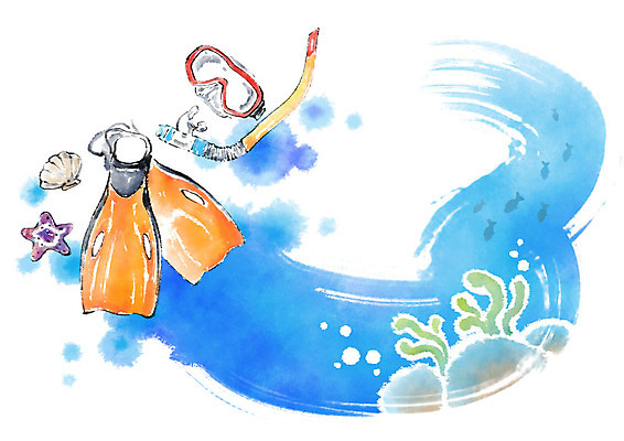 PSD 여러마리 일러스트 캘리그라피 붓터치 불가사리 어류 사람없음 여름 바닷속 바위 조개껍데기 오리발 번짐 스노클링용품 국내일러스트 계절 스포츠용품 다수 조개 극피동물 수중 수중동물 돌_바위 스노클링 파일형식 효과