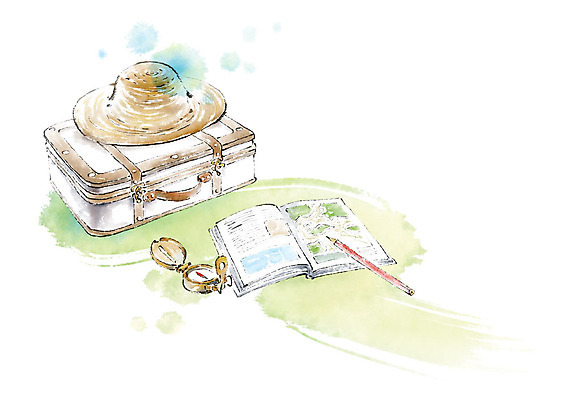 PSD 일러스트 캘리그라피 붓터치 사람없음 책 여름 연필 캐리어 나침반 번짐 챙모자 국내일러스트 모자_잡화 계절 학용품 필기구 여행가방 파일형식 효과