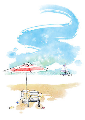 PSD 바다 요트 일러스트 캘리그라피 탁자 붓터치 불가사리 해변 사람없음 여름 모래사장 파라솔 선베드 번짐 국내일러스트 계절 가구 배_교통 의자 극피동물 파일형식 효과