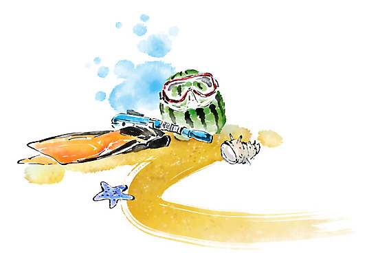 PSD 일러스트 캘리그라피 붓터치 여름음식 불가사리 수박 해변 사람없음 여름 모래사장 소라 오리발 번짐 스노클링용품 제철음식 제철과일 국내일러스트 계절 음식 스포츠용품 바다 과일 어패류 극피동물 스노클링 제철 파일형식 효과 여름_계절