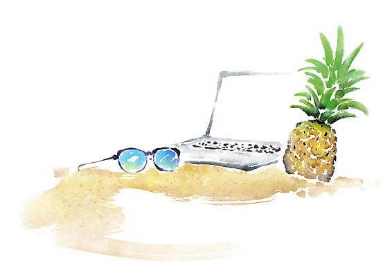 PSD 일러스트 캘리그라피 붓터치 해변 사람없음 여름 노트북 모래사장 선글라스 파인애플 번짐 국내일러스트 계절 안경 바다 과일 전자제품 열대과일 파일형식 효과