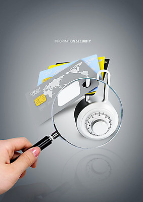 PSD 편집이미지 손 돋보기 자물쇠 한명 사람 성인 신체부위 금융 반사 여러개 신용카드 보안 다이얼 이미지편집 1 다수 안전 경제 파일형식