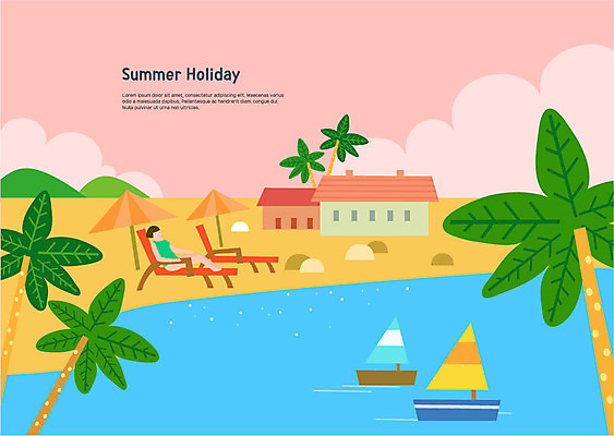 전신 구름 여자 수영복 바다 요트 일러스트 산 주택 한명 사람 앉기 성인 해변 여름 여름휴가 바캉스 야자수 파라솔 선베드 펜션 국내일러스트 AI파일 자연요소 나무 1 옷 계절 배_교통 의자 모션 숙소 휴가 건물 파일형식 벡터 여름_계절